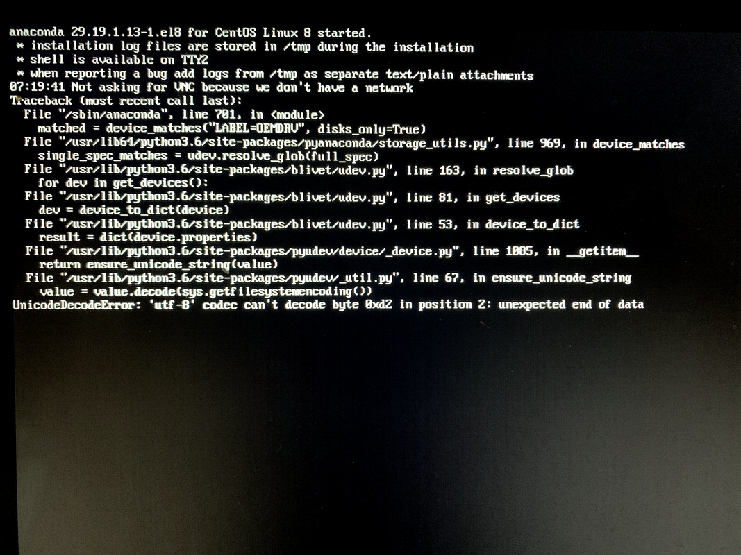 CentOS 8 Install Fails - CentOS