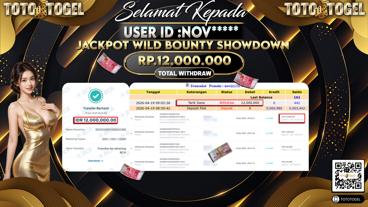Bukti Pembayaran Jackpot Permainan Slot Wild Bounty Showdown ID:NOV*****LUNAS