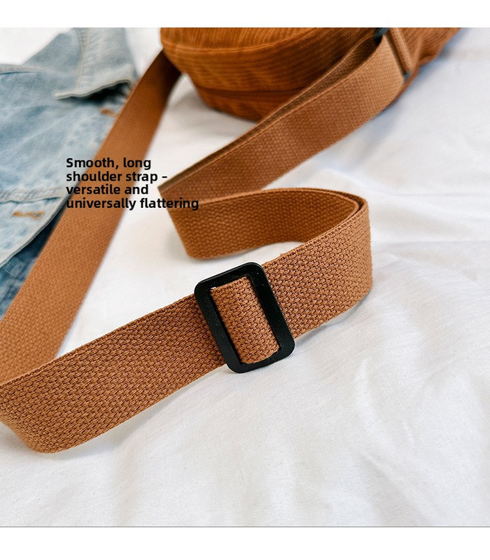 Corduroy Crossbody Bag Mini Messenger Shoulder Purse Adjustable Strap Vintage Style Casual Streetwear Phone Pouch Creamy White