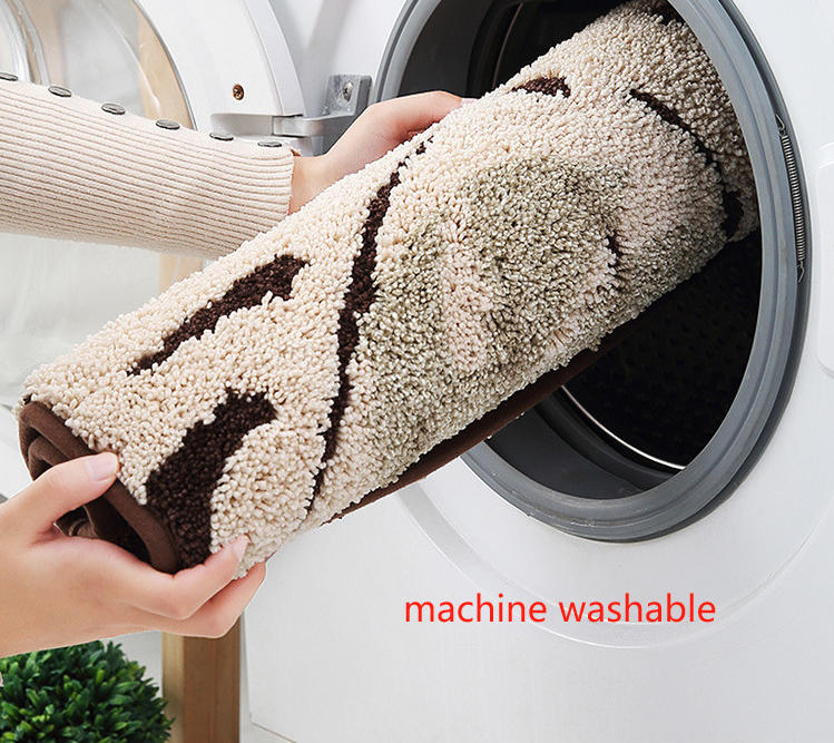 Leaves Jacquard Bathroom Mat - Super Absorbent Non-Slip Rug (40x60cm), Toilet Floor Mat for Bathroom/Bedroom/Entryway