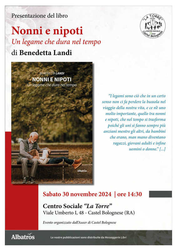 Sabato 30 novembre presentazione del libro “Nonni e Nipoti” di Benedetta Landi Sabato 30 novembre presentazione del libro “Nonni e Nipoti” di Benedetta Landi