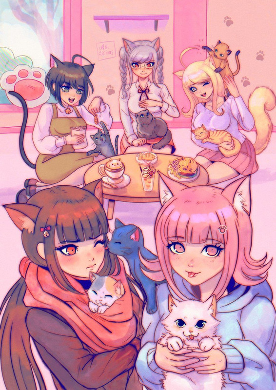 nanami-chiaki-akamatsu-kaede-harukawa-maki-pekoyama-peko-and-naegi-komaru-danganronpa-and-3-more-d