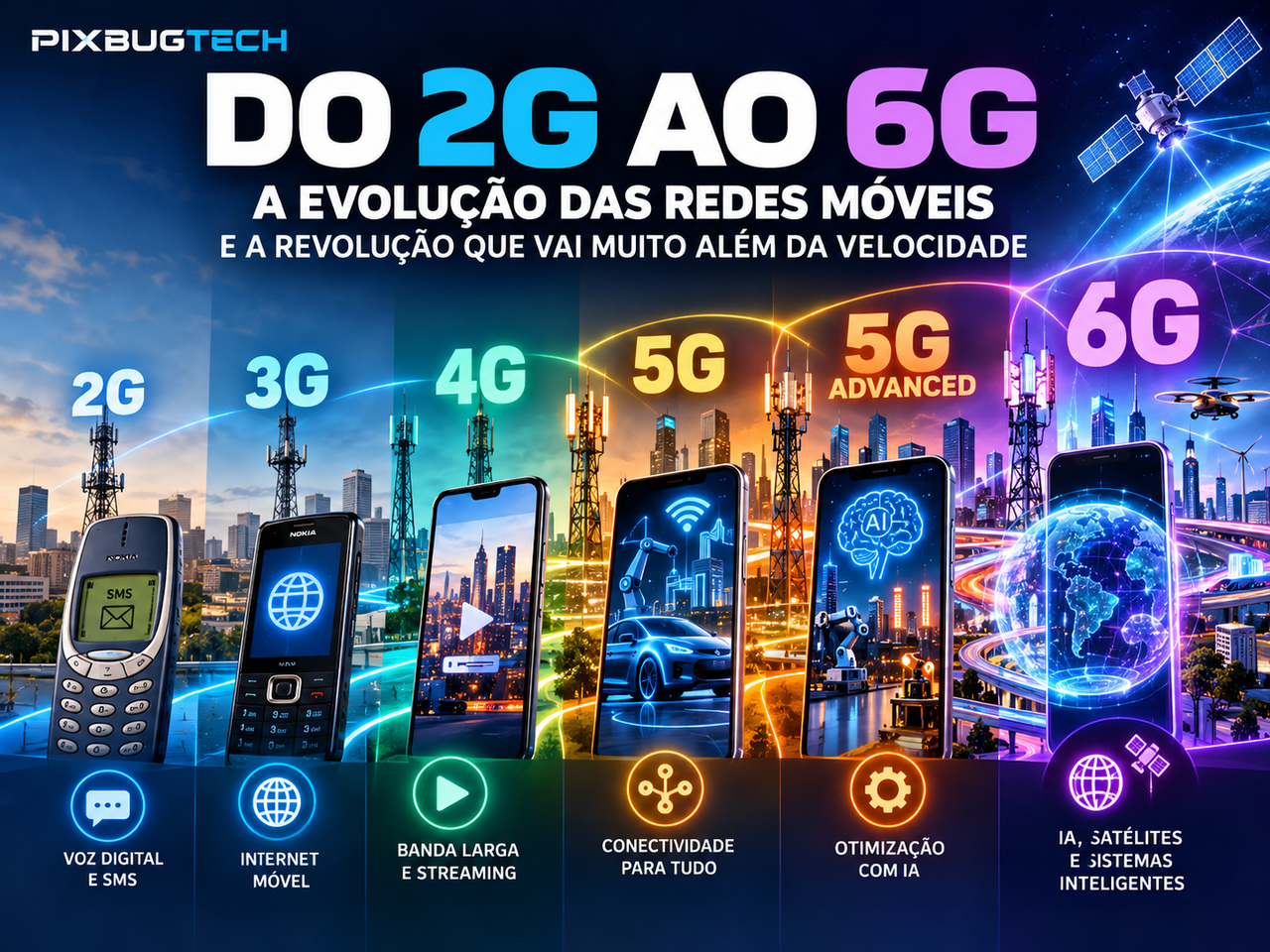 Do 2G ao 6G: a evolução das redes móveis e a revolução que vai muito além da velocidade da internet