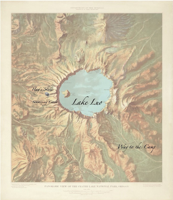 Map of Lake Luo, found in the Gazeteer. Notes are handwritten by Shae