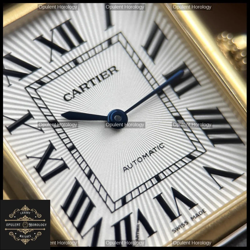 Cartier Tank Louis Automatic 27.8x38.1mm White Dial Gold Plated Gray Leather Strap - Super Clone