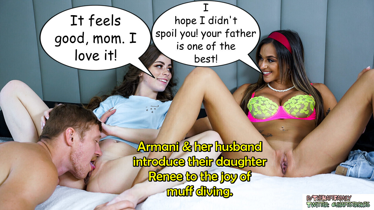 Armani & her husband introduce their daughter Renee to the joys of muff diving