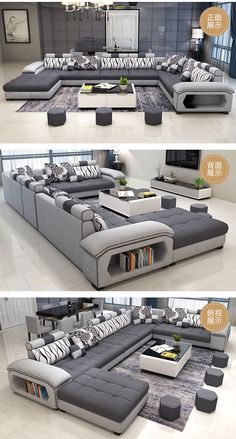 Living Room (1189_0US $ |New Arrival Modern Design U Shaped Sectional 7 Seater Fabric Corner Sofa - 