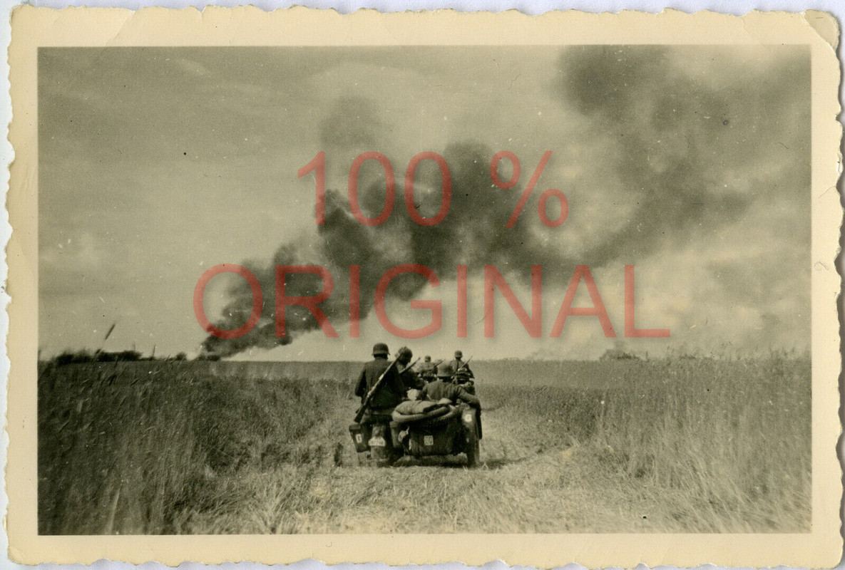 Brückenkopf Luga Russland 1941 1. Panzer Div Guderian Kampf Motorrad Beiwagen