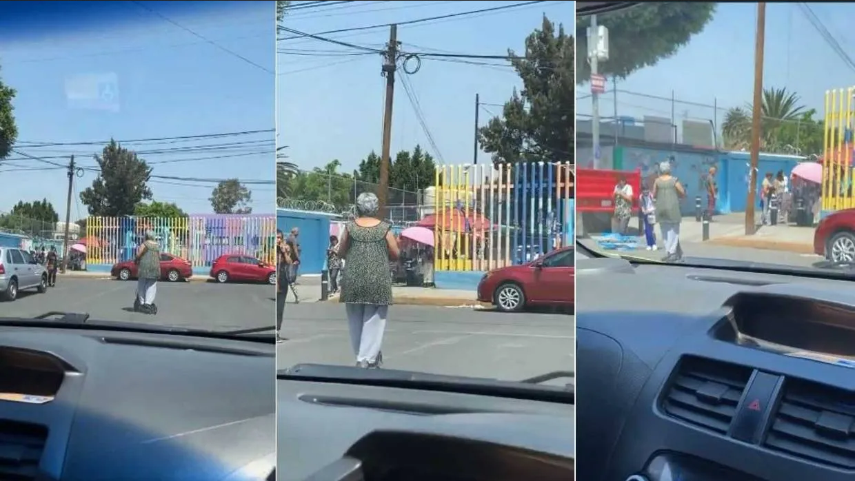 Abuelita se viraliza por ir a recoger a su nieto en patÃn, asà fue el momento