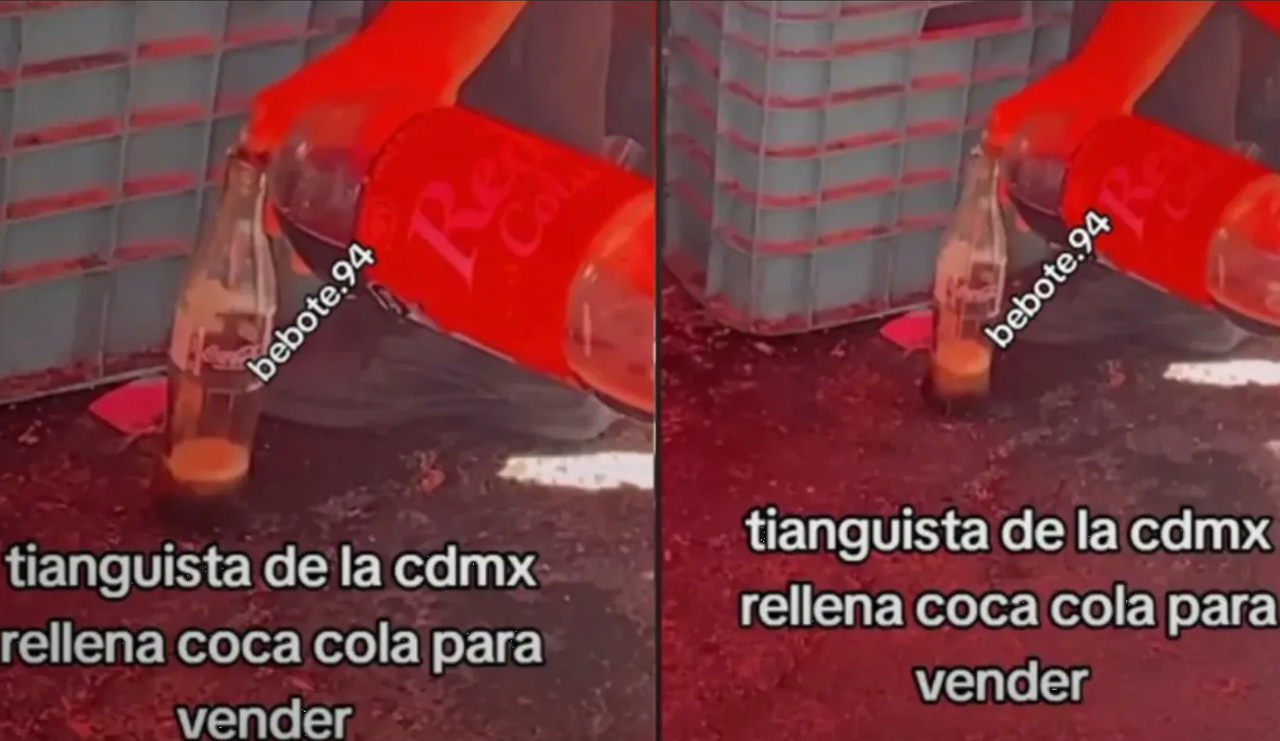 Tianguista rellena botellas de Coca-Cola con Red Cola: video viral