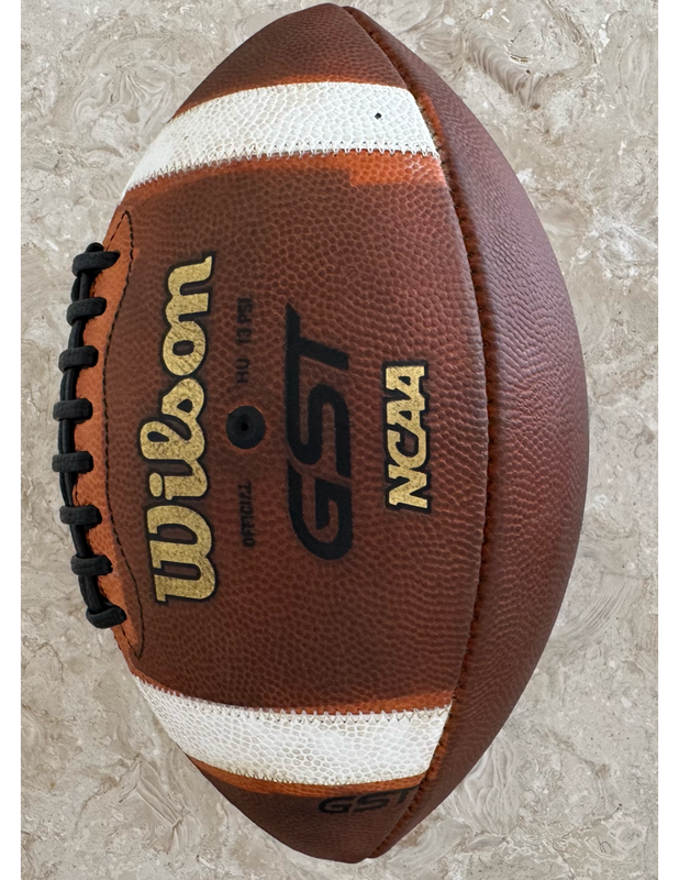 Wilson GST Leather Official Football — side view with Wilson logo
