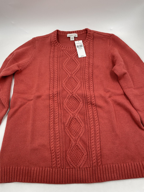 COLDWATER CREEK RED CORAL SWEATER WOMENS LARGE