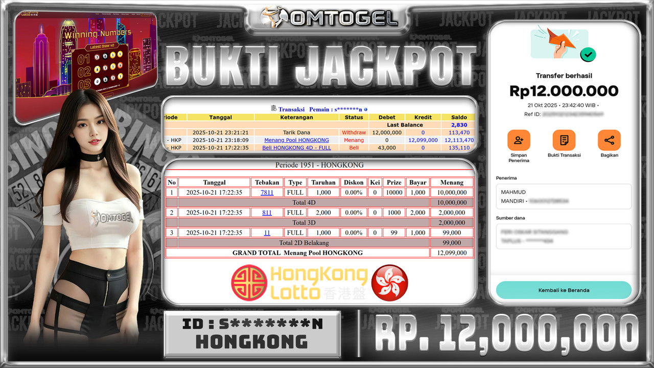 OMTOGEL JACKPOT HONGKONG 4D 3D 2D 12 JUTA DI BAYAR LUNAS ,-