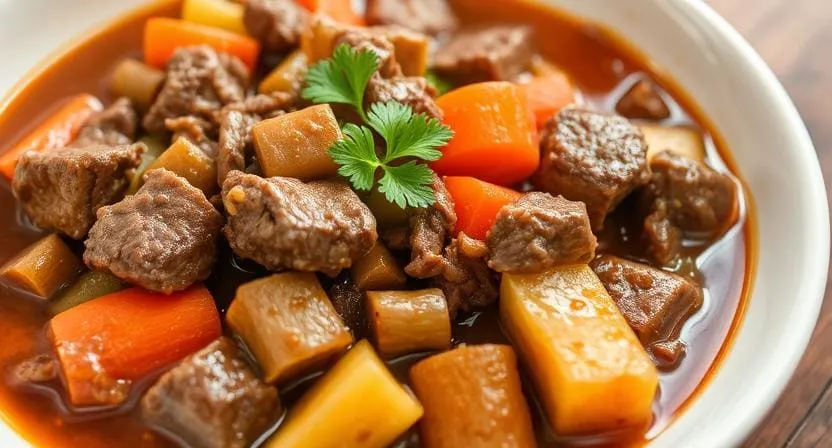 Тушеная говядина с овощами