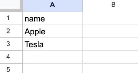 google sheet example