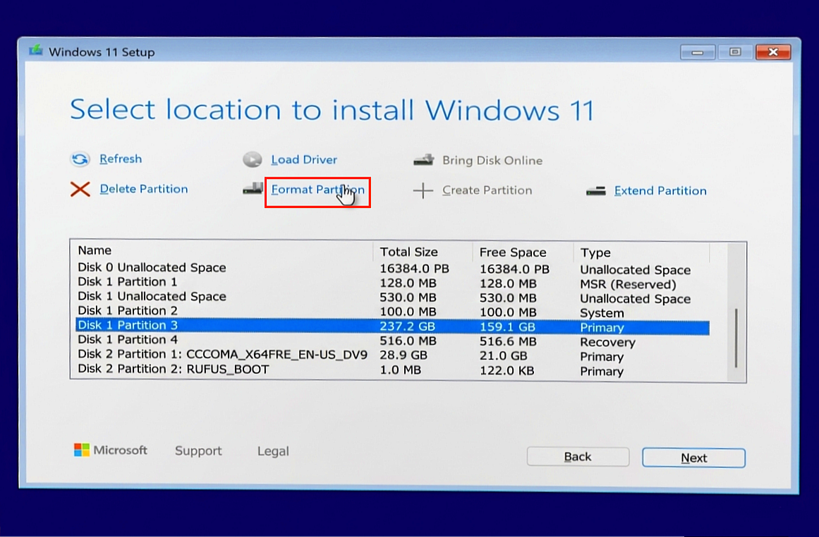 Format partition