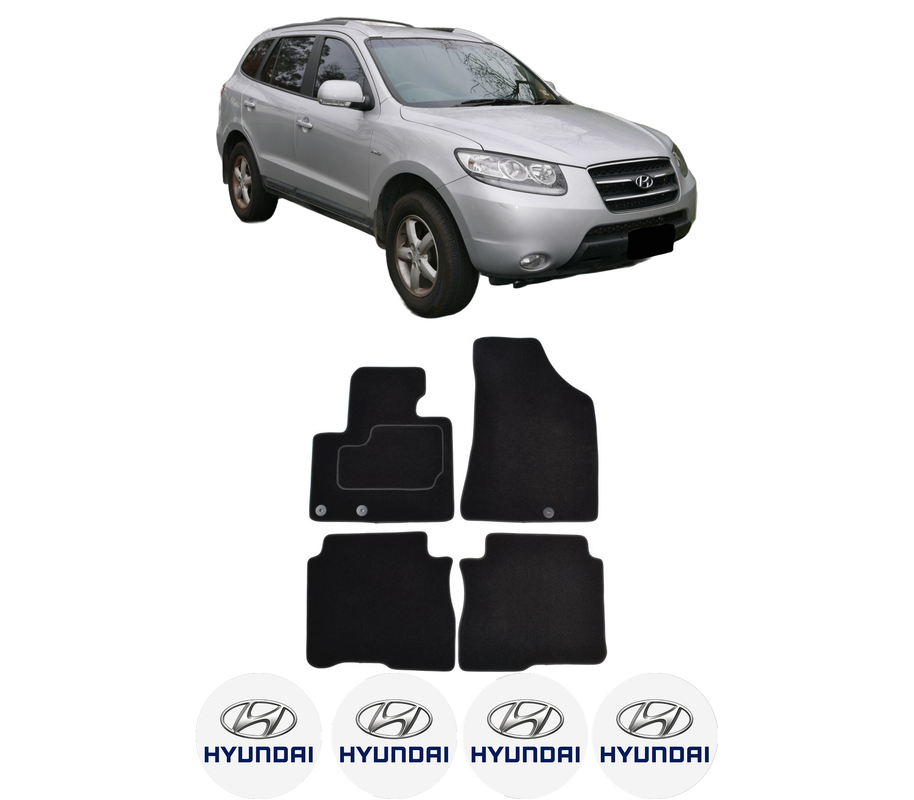 Set Covorase Presuri HYUNDAI SANTA FÉ II (CM) din 2006-2012, Auto, Material Textil Mocheta, 4 Stickere auto cu HYUNDAI
