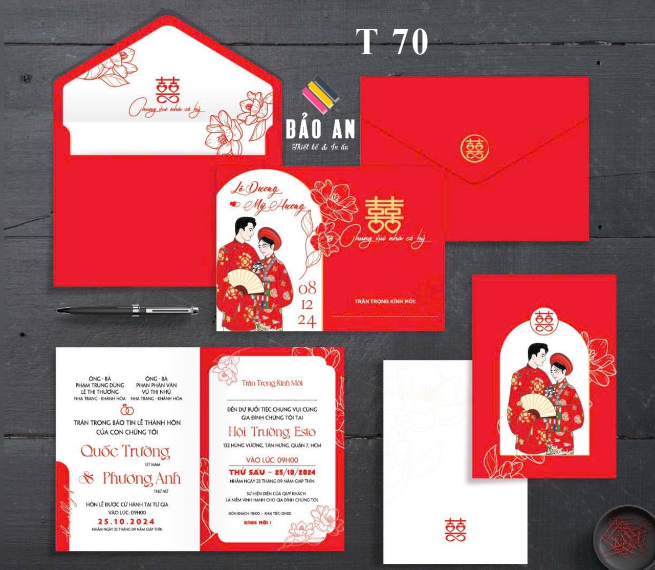Thiệp chibi có vòm trắng tone đỏ (T70)