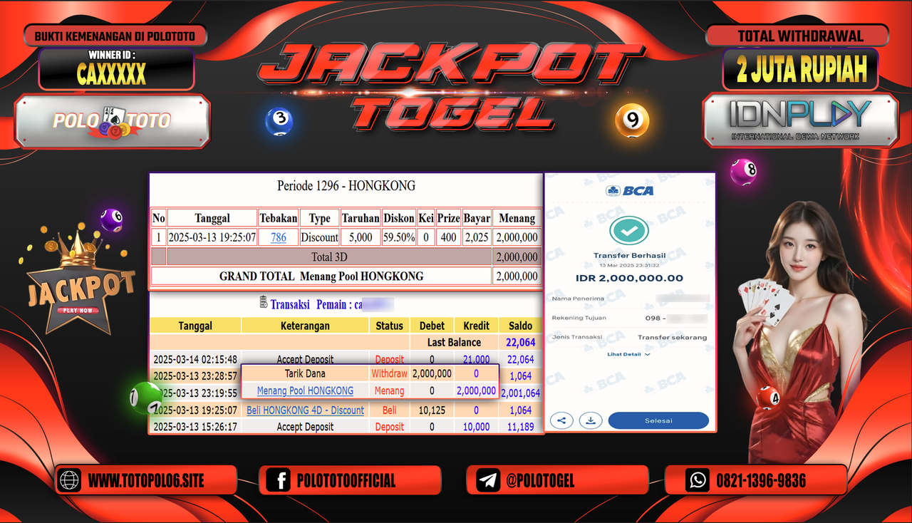 POLOTOTO JACKPOT TOGEL PASARAN HONGKONG Rp.2.000.000,-