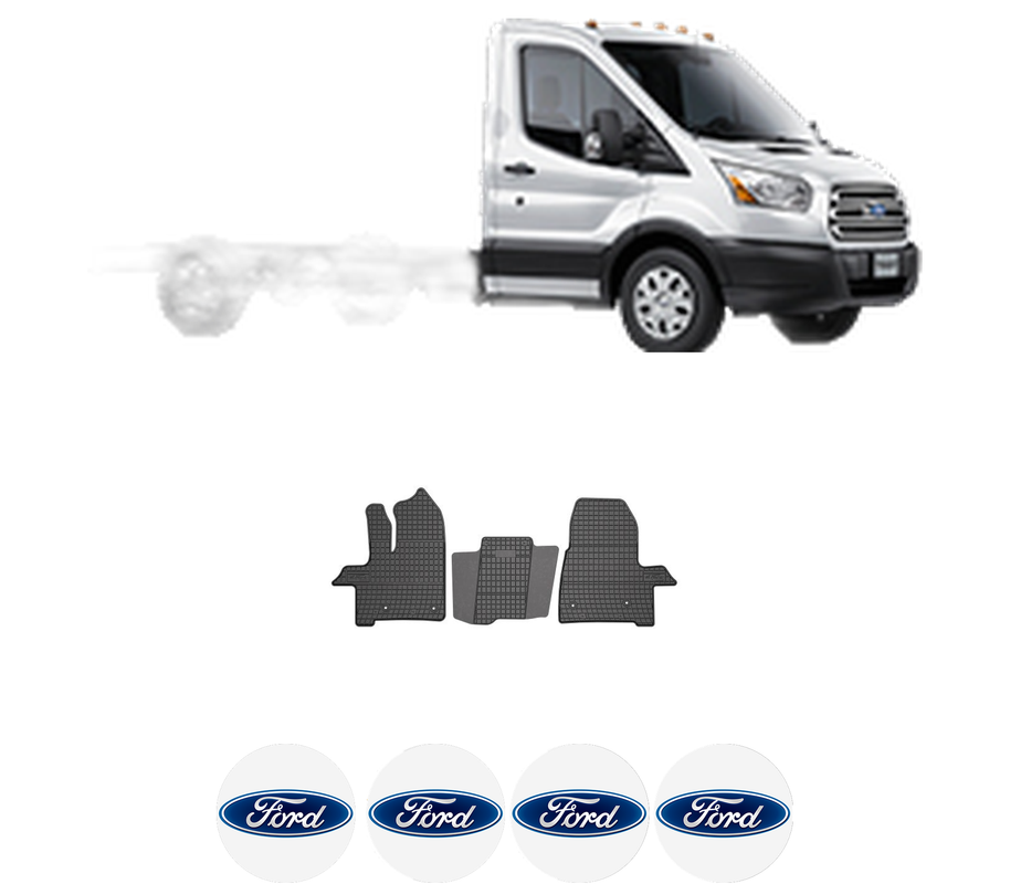 Set covorase presuri FORD TRANSIT V363 Platform/Chassis (FED, FFD) din 2019-2024, auto, din cauciuc thermoplastic, 4 Stickere auto cu FORD