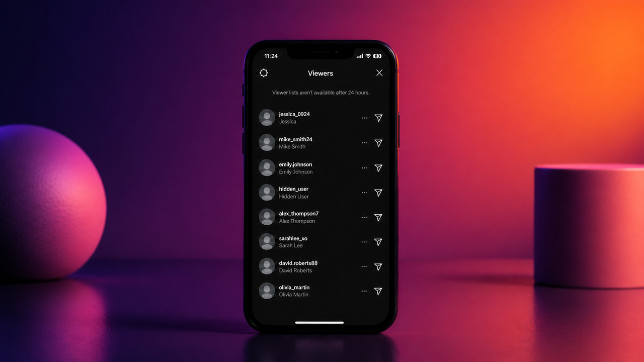 Список зрителей истории в Instagram на экране смартфона