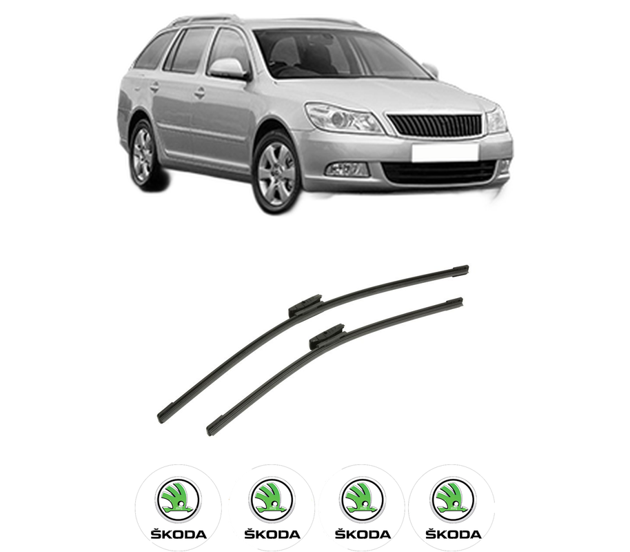 Set stergatoare auto SKODA OCTAVIA II Combi (1Z5) din 2004-2013, pentru parbriz auto, 2 bucati, Bosch Aerotwin Multi, din cauciuc siliconat rezistent, 4 Stickere Auto SKODA