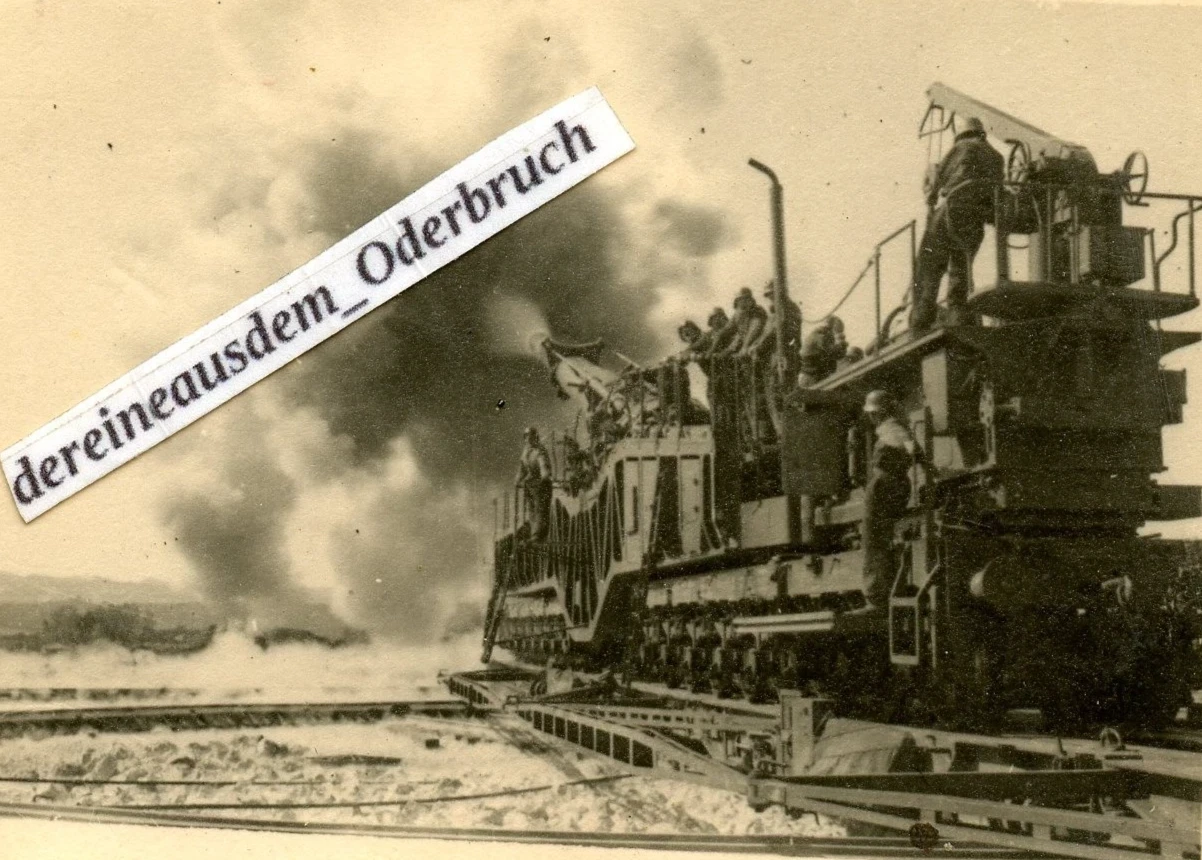 A8 Foto WH Eisenbahnbatterie Eisenbahngeschütz 38 cm Kanone Siegfried Feuerkampf