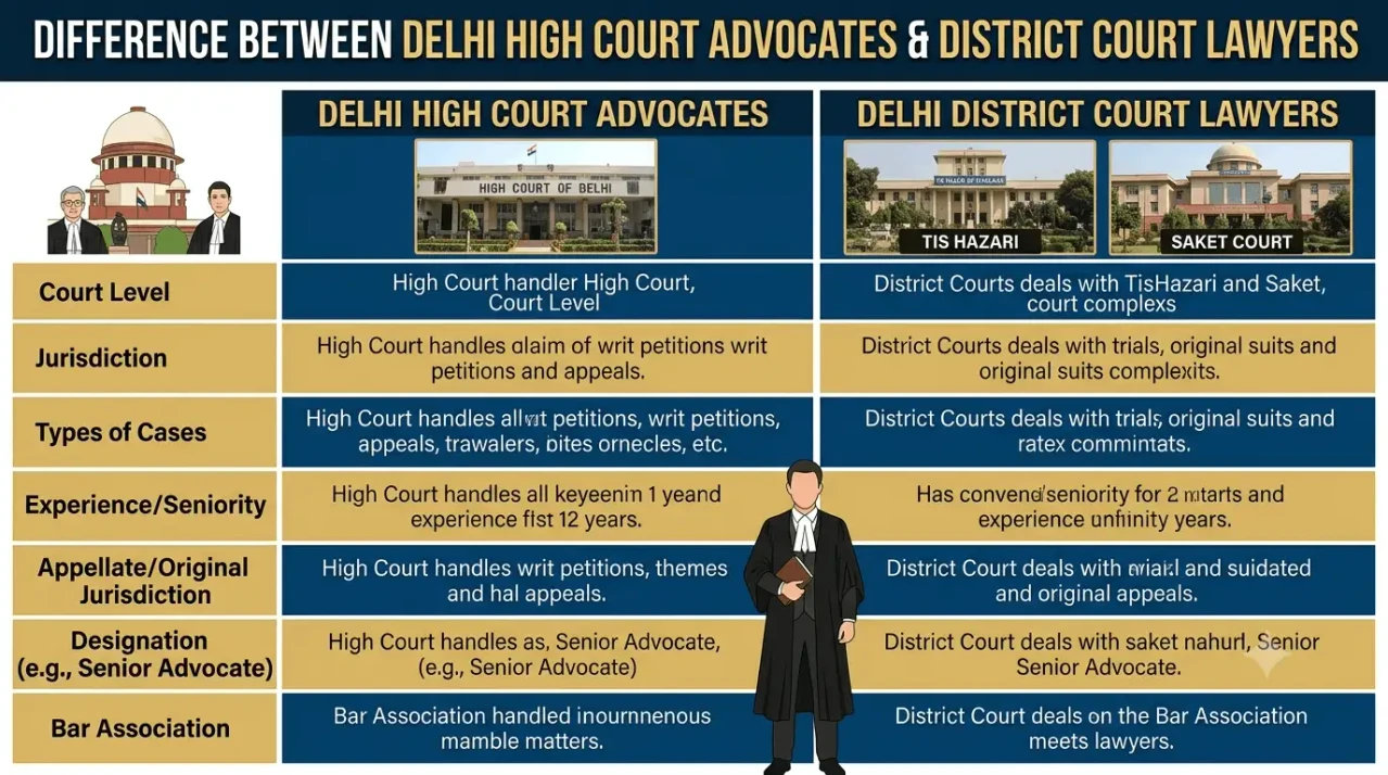 Difference Between High Court Advocates and District Court Lawyers in Delhi