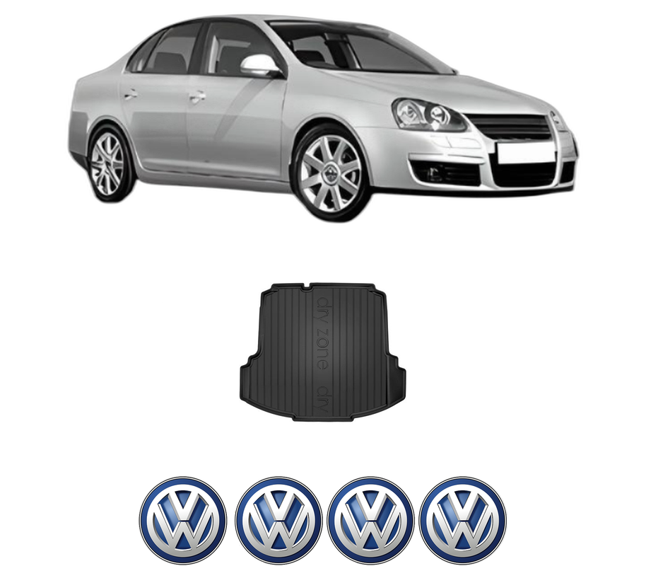 Tavita Portbagaj Volkswagen JETTA III (1K2) din 2004-2010, Protectie Portbagaj Auto, 4x Stickere auto cu Volkswagen