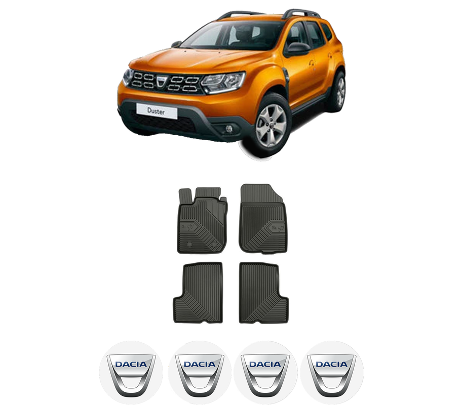 Set covorase presuri DACIA DUSTER SUV Van din 2011-2018, auto, din cauciuc thermoplastic, 4 Stickere auto cu DACIA