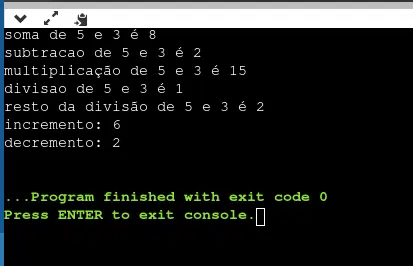 Operadores aritméticos resultado