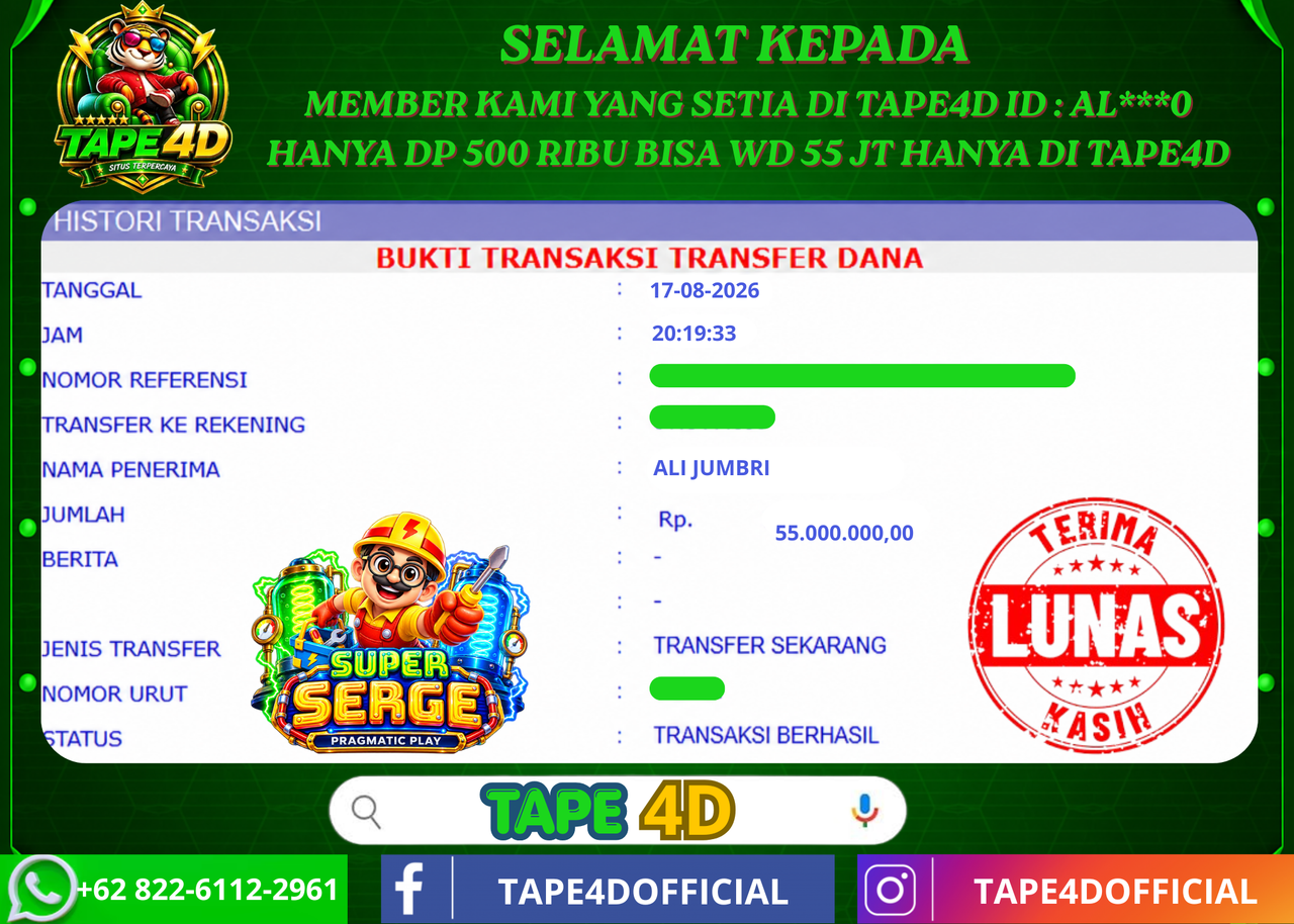 TAPE4D SUPER SERGE PRAGMATIC PLAY 55.000.000-LUNAS