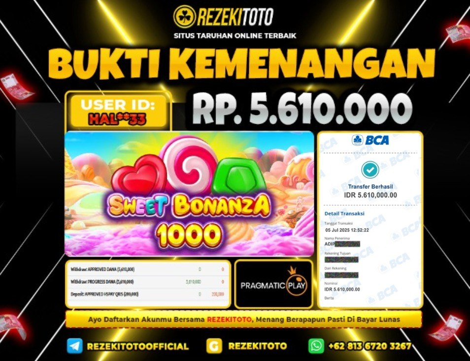 BUKTI KEMENANGAN 05 JULI 2025 SWEET BONANZA 5 JUTA 
