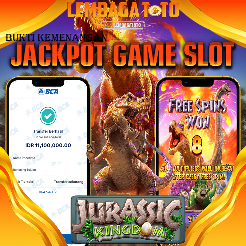 BUKTI JACKPOT 17 OCTOBER LEMBAGATOTO JURASSIC KINGDOM Rp.11.100.000,- LUNAS