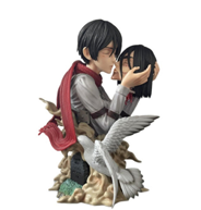 Figurine Eren Yeager Mikasa Ackerman 22 cm Scène emblématique