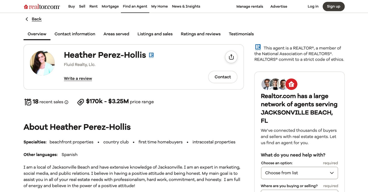 Heather Perez-Hollis website before Webstarz redesign