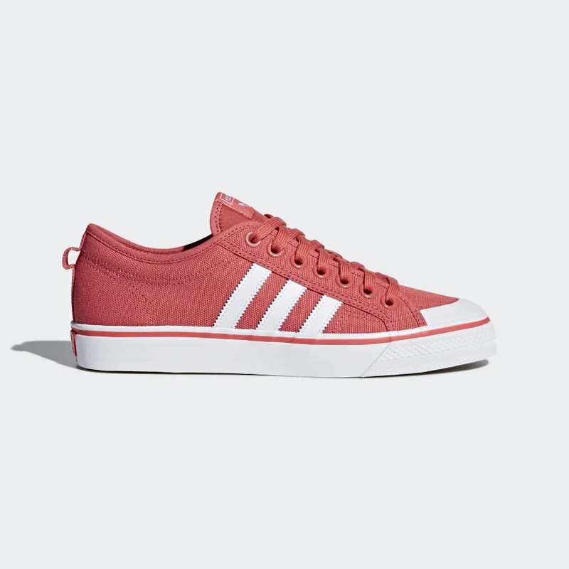 adidas originals nizza canvas sneakers in white and red