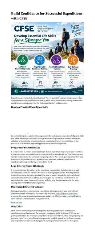 Build Confidence for Successful Expeditions with CFSE