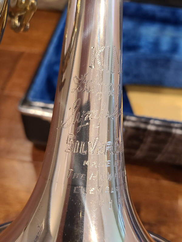 King 1965 Super 20 Silvertone Trumpet DB sn 414124 (8)