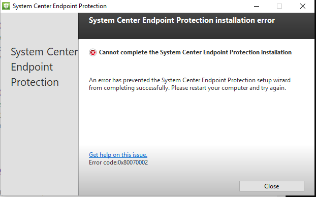 install system center endpoint protection from sccm
