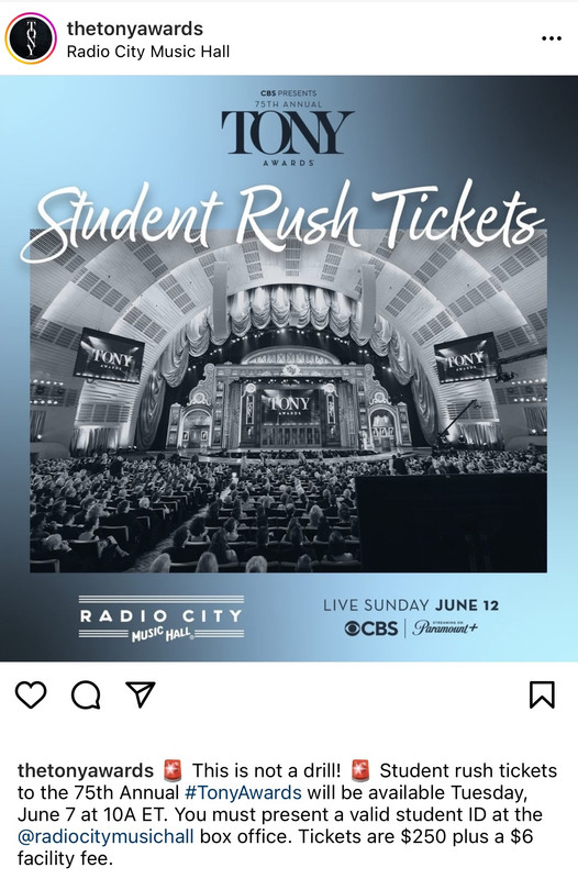 75th Annual TONY Awards tickets Forum