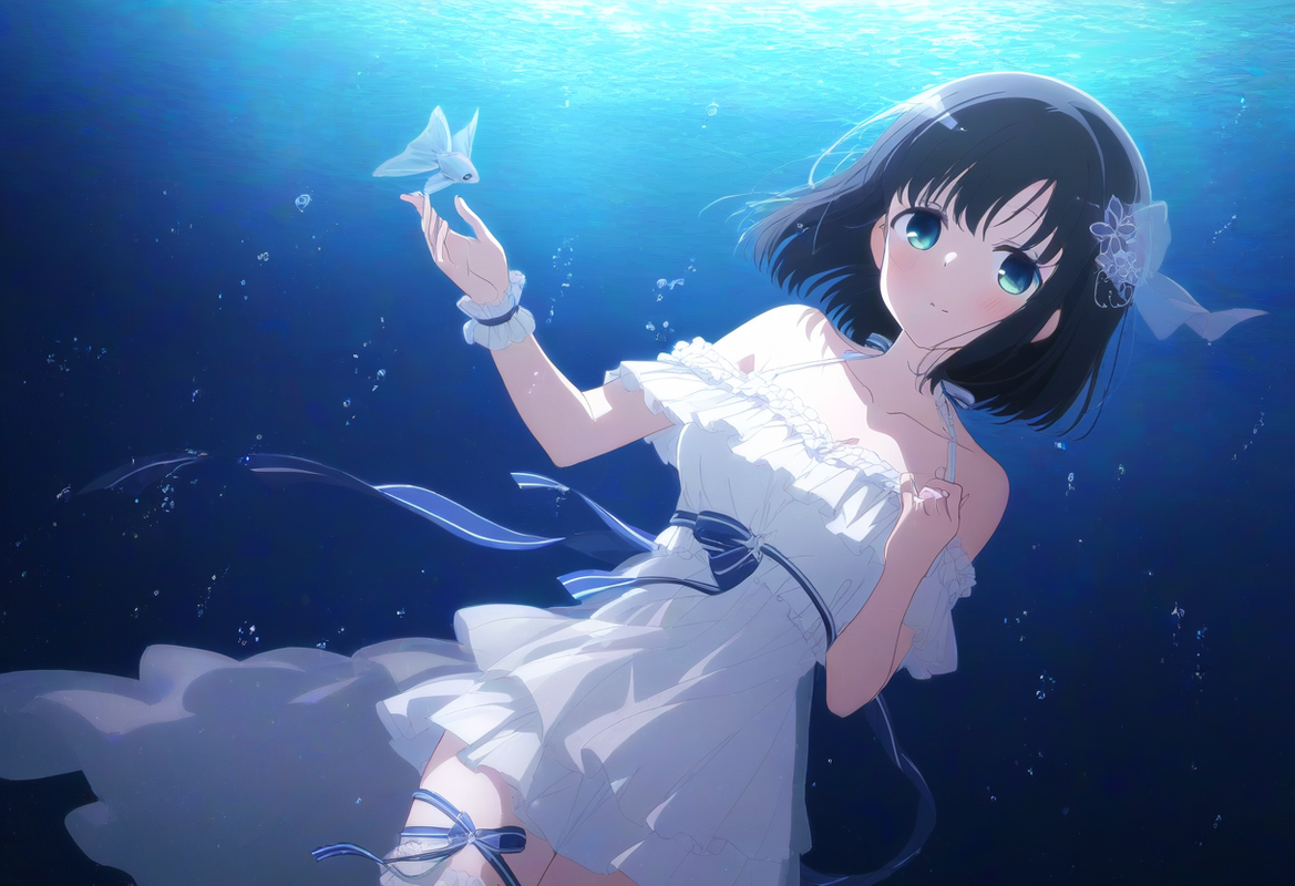 1girl, {{touyoko momoko (saki)}}, black hair, green eyes, leg warmers, leg ribbo s-1198754616