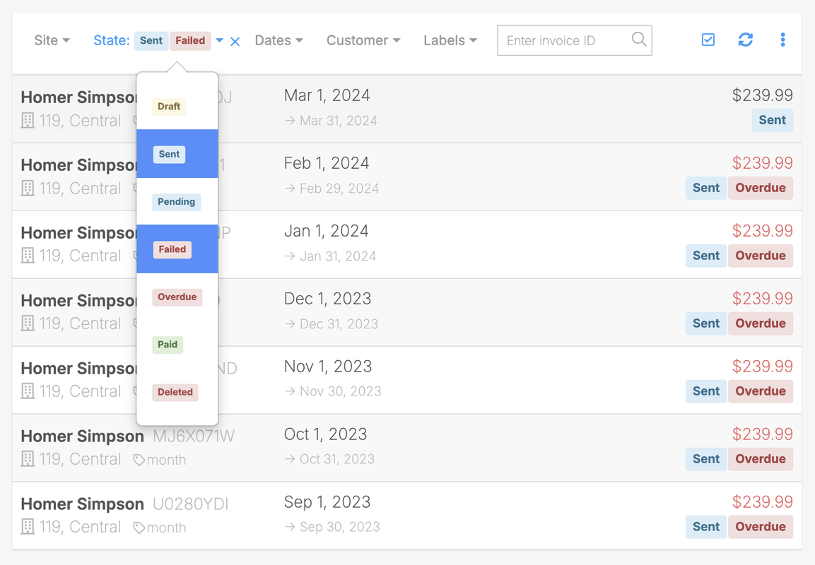 Select multiple states when filtering