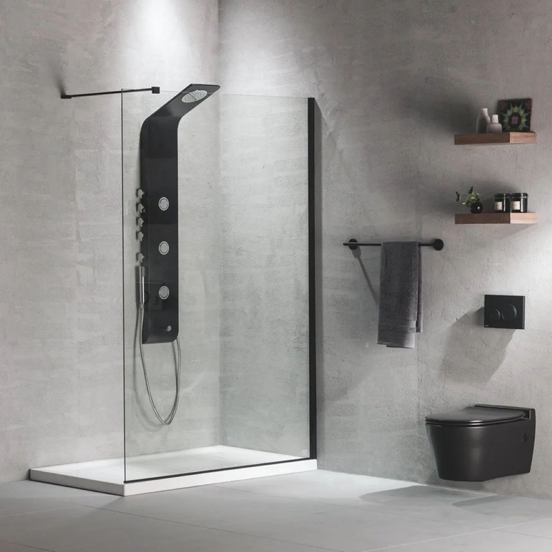 Διαχωριστικό Kρύσταλλο Nτουζιέρας 120 Devon Clean Glass Black Matt