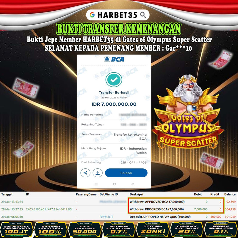 HARBET35 JEPE! Gates of Olympus Super Scatter Rp 7.000.000,- LUNAS!