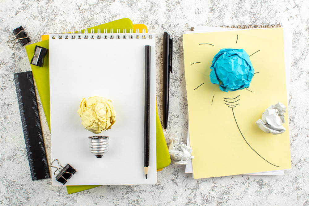 Creative idea concept with paper light bulbs