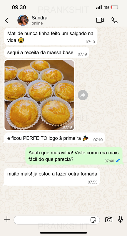 Print de conversa de WhatsApp — resultado de aluna