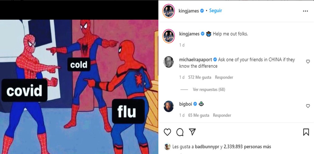 LeBron James recibe fuertes críticas por polémico meme sobre el COVID-19