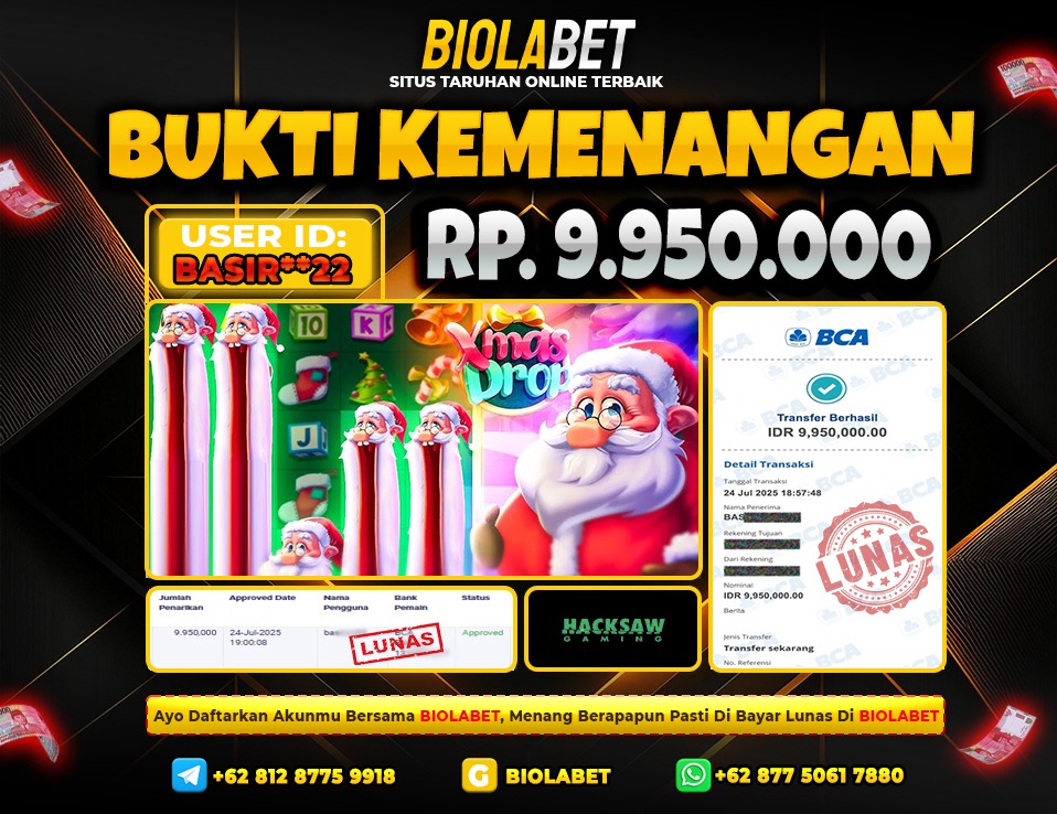 BIOLABET JACKPOT HACKSAW GAMING Rp.9.950.000.,- LUNAS