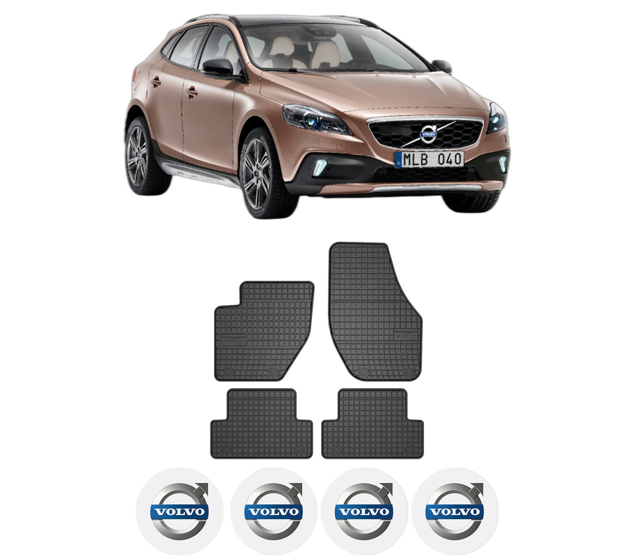 Set covorase presuri VOLVO V40 Cross Country (526) din 2012-2019, auto, din cauciuc thermoplastic, 4 Stickere auto cu VOLVO